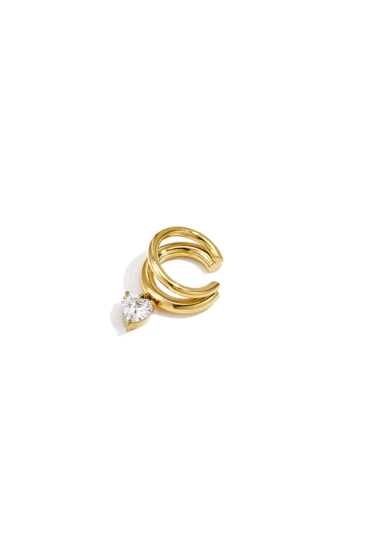 Roestvrijstalen oormanchetten met hartje, eenvoudige dagelijkse sieraden uit de Simple Series voor dames.
