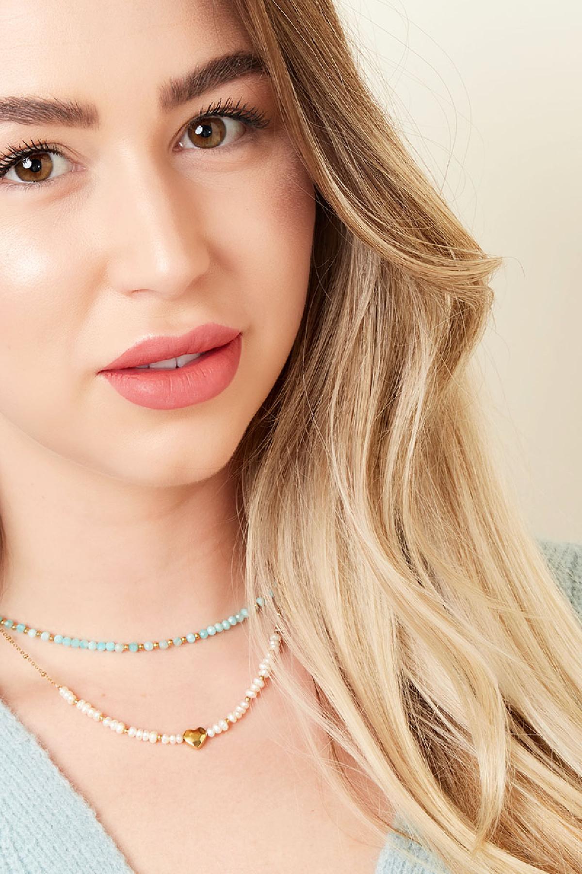 Ketting mooie parel Goud kleur Stainless Steel