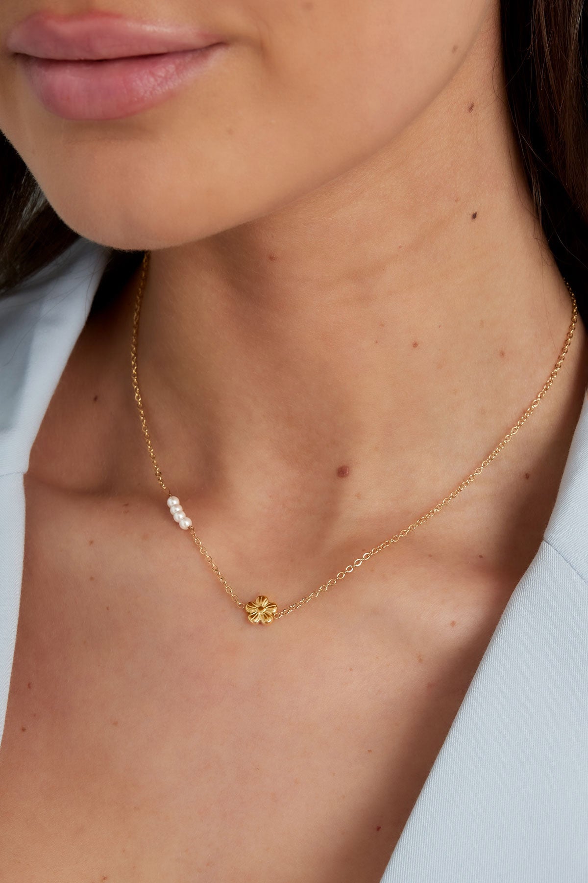ketting bloem parel