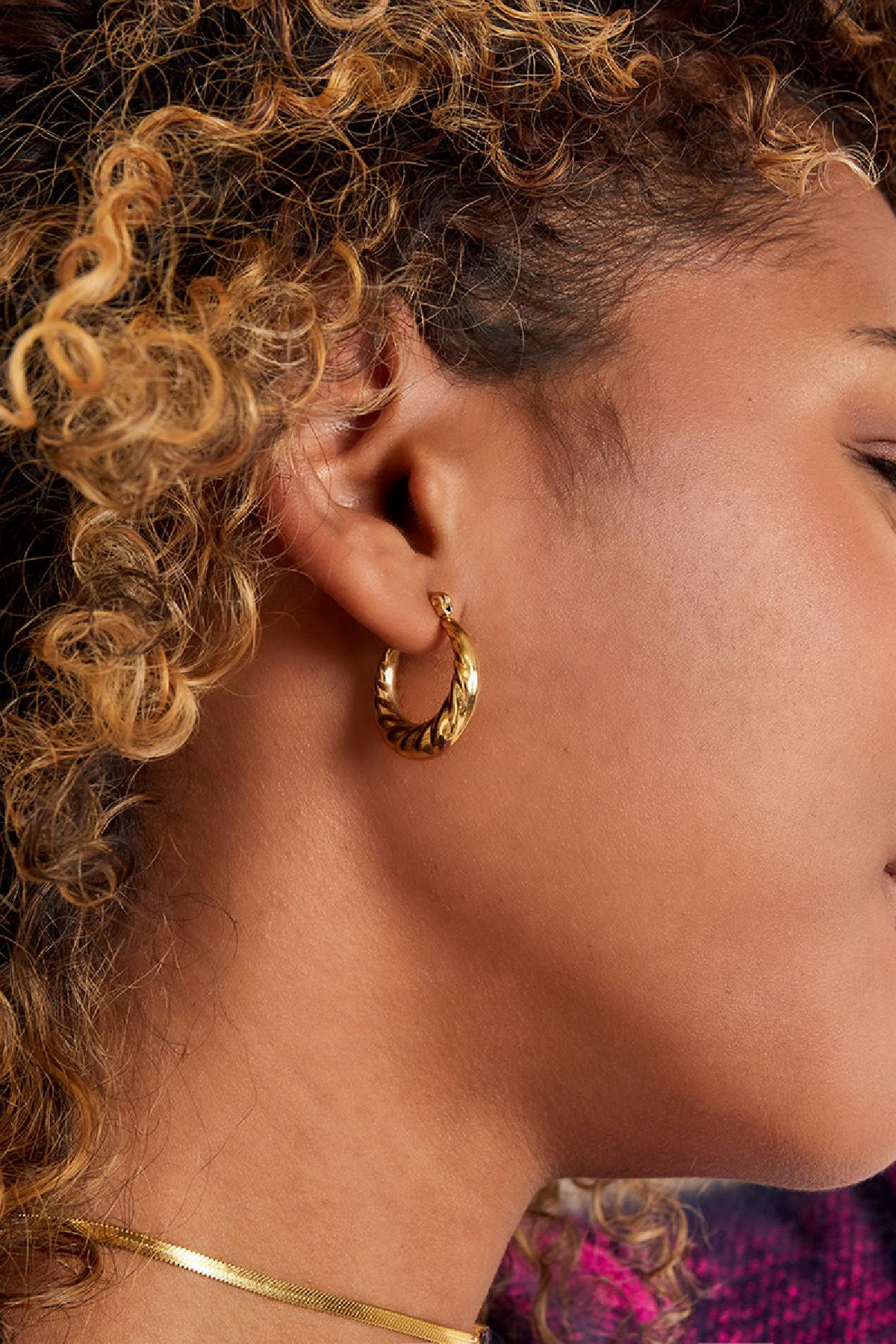 Oorbellen Baguette Goud kleur Stainless Steel