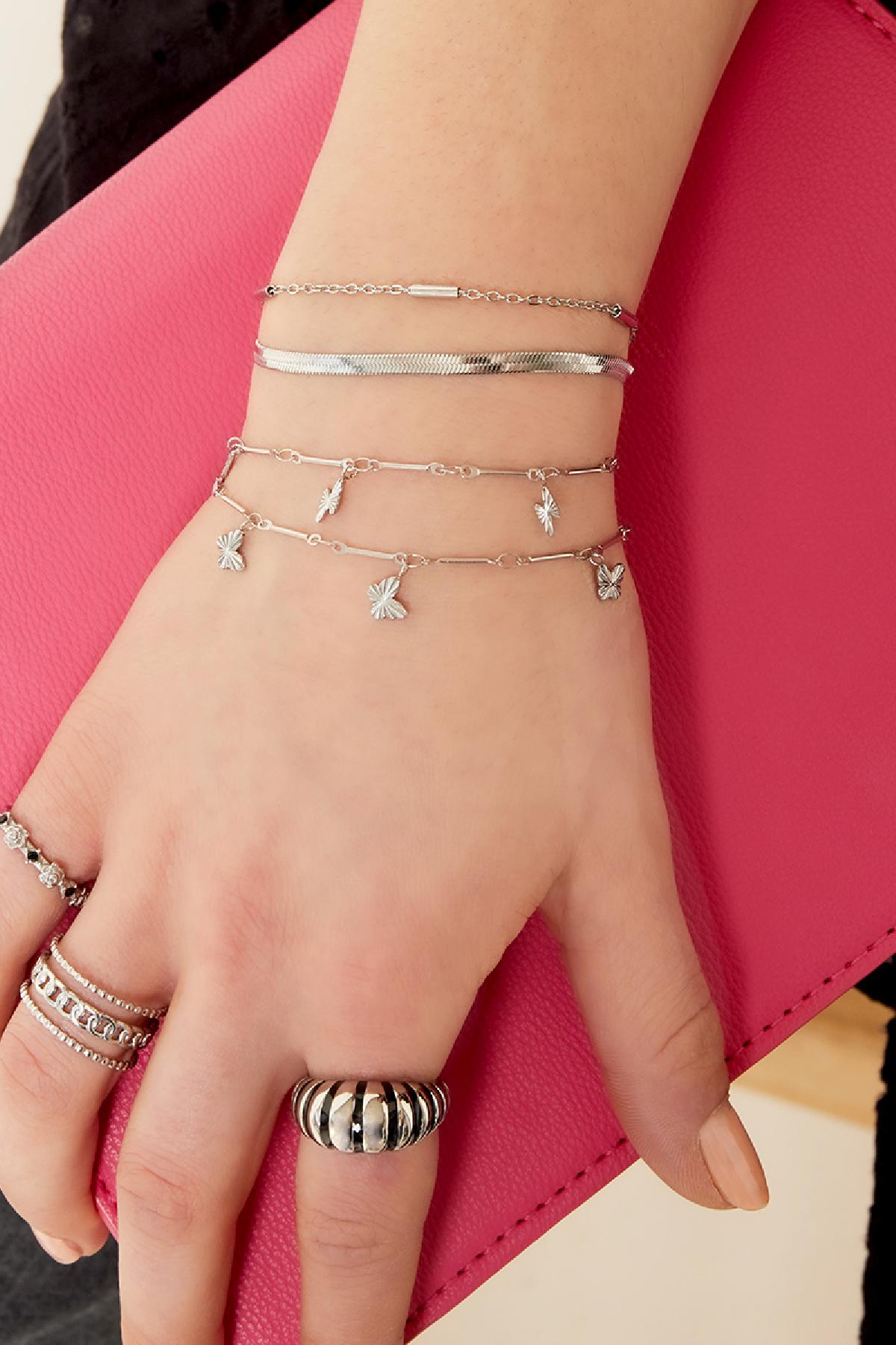 Roestvrij stalen armband dubbel geketend Zilver Stainless Steel