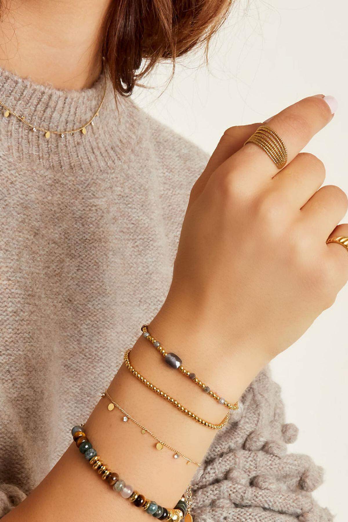 Armband simpel met strass details Goud kleur Stainless Steel