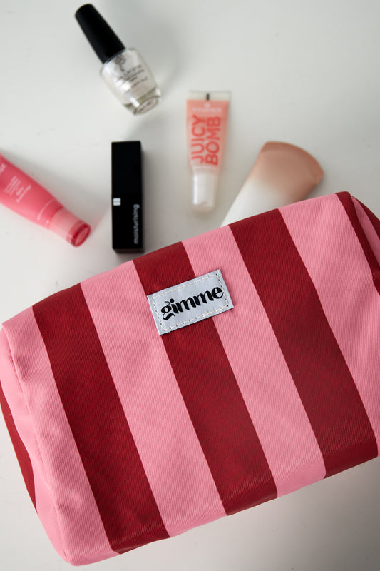 Toilettas grote streep - Roze rood