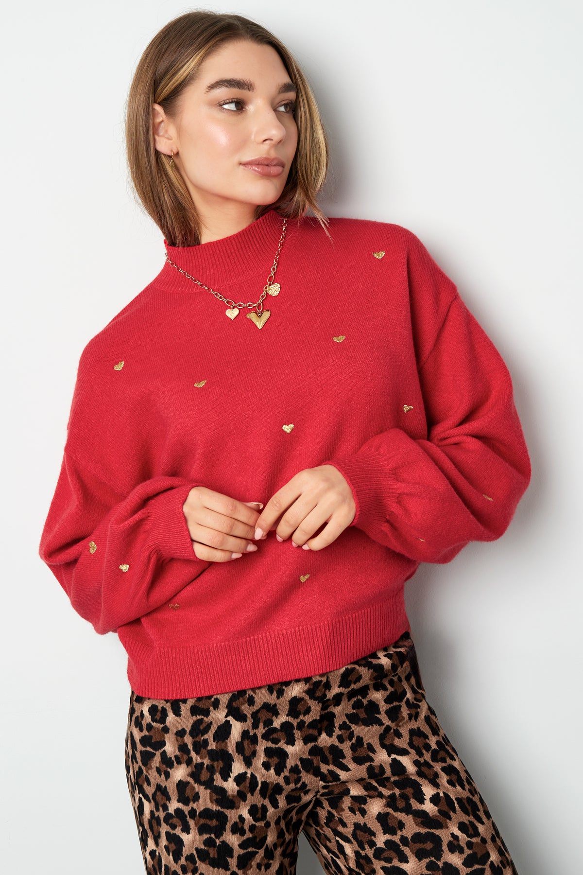 Acryl Gebreide Trui Casual Hart Patroon Herfst/Winter