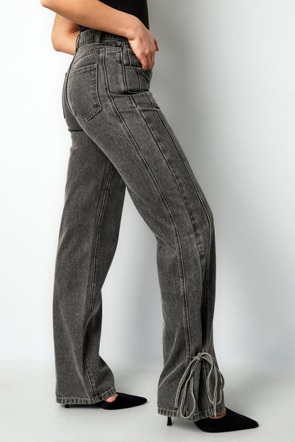 Cotton Woven Vrouwen Rechte Jeans Casual Knopen Detail