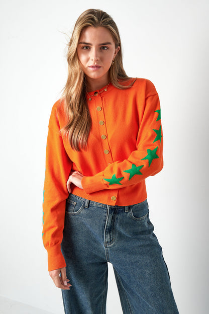 Viscose Gebreide Cardigan Vrouwen Kort Model Sterrenpatroon