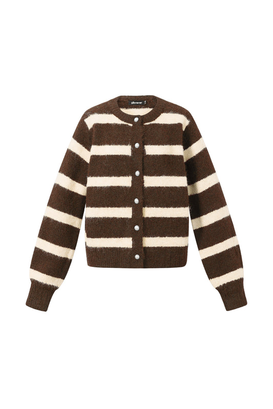 Gebreide Polyestervezel Vrouwen Cardigan Casual Strepen