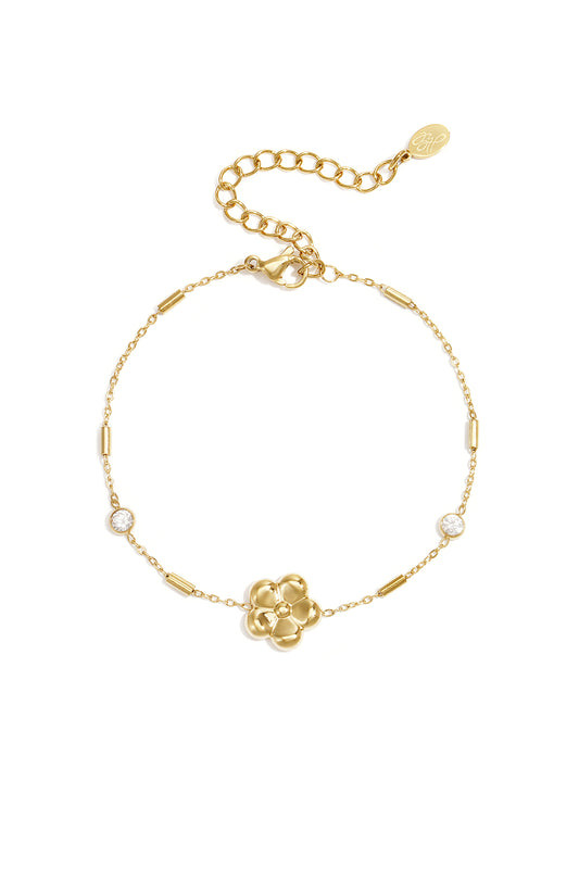 Roestvrijstalen bedelarmbanden met bloemmotief, eenvoudige dagelijkse sieradenserie voor dames.