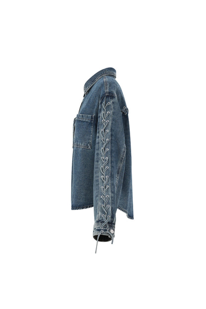 Geweven Katoen Vrouwen Jeansjack Casual Met Sluiting