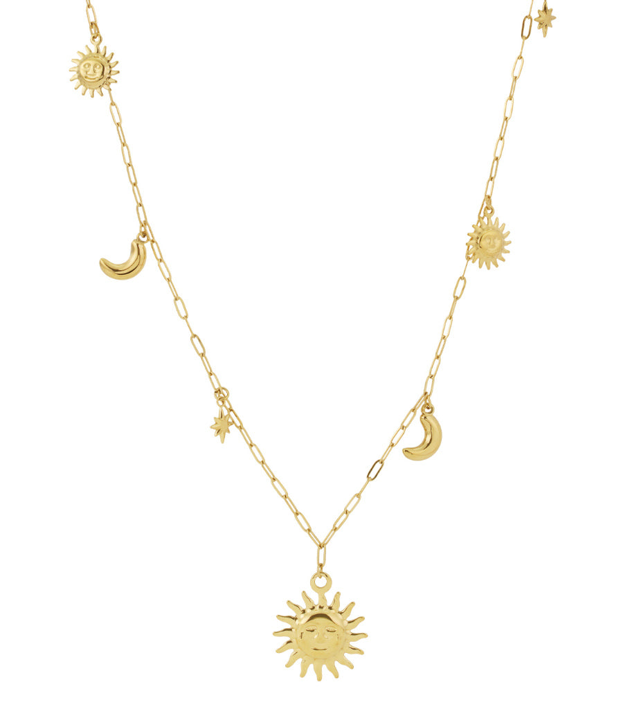 Zon Maan Ster lange ketting