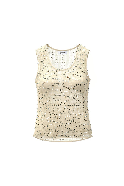 Gehaakte strand top met glittter detail