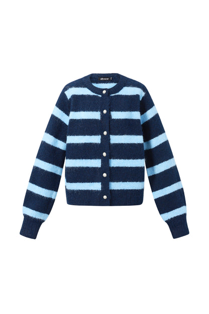 Gebreide Polyestervezel Vrouwen Cardigan Casual Strepen