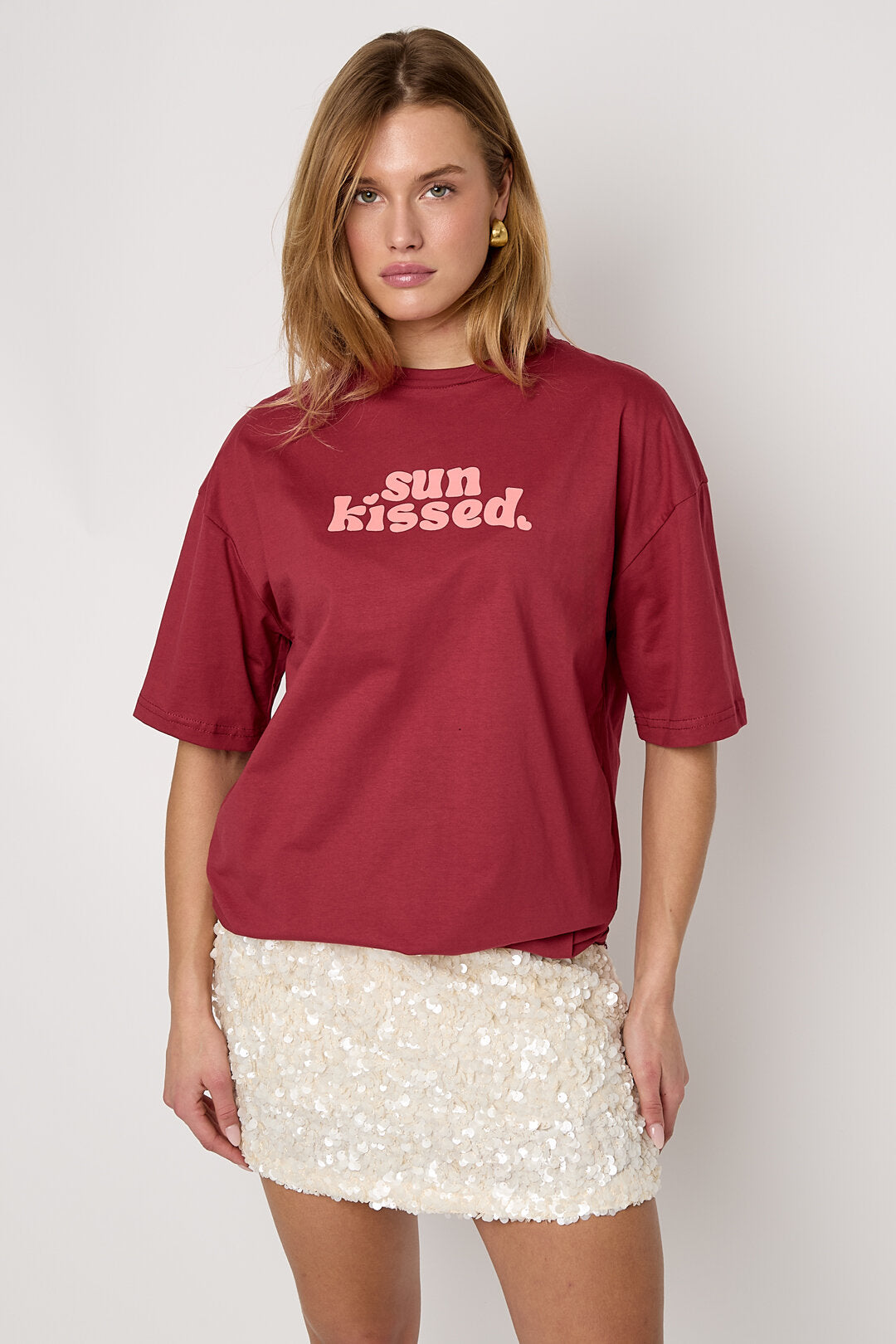 T-shirt met zonovergoten print