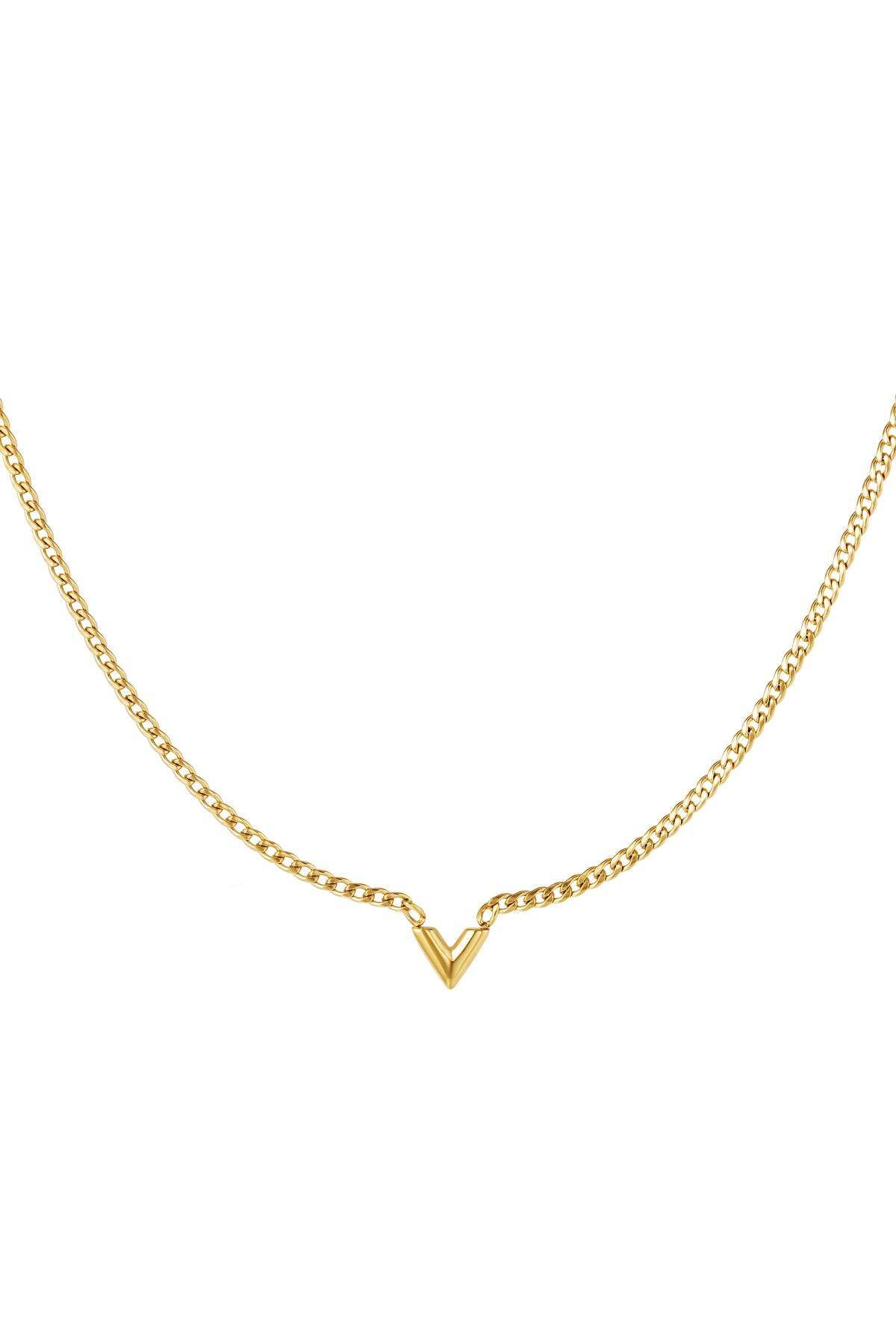 Edelstalen Ketting Letter V Goud kleur Stainless Steel