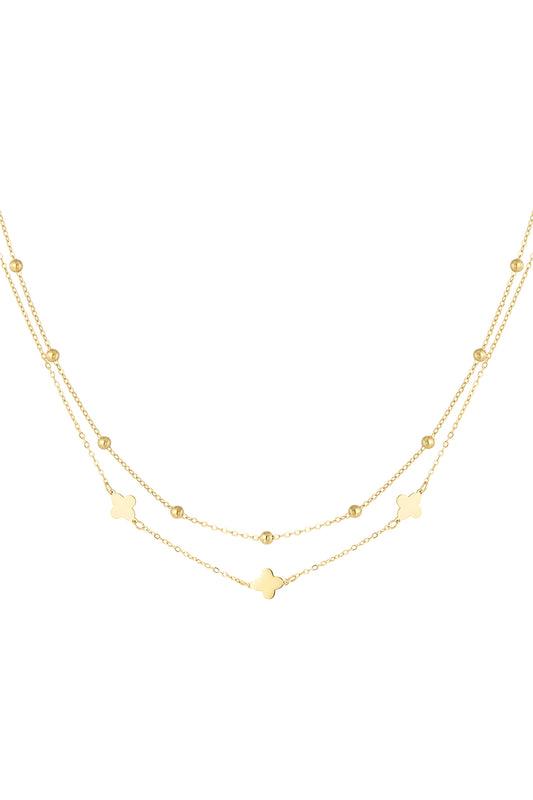 ketting dubbel klaver/bolletjes