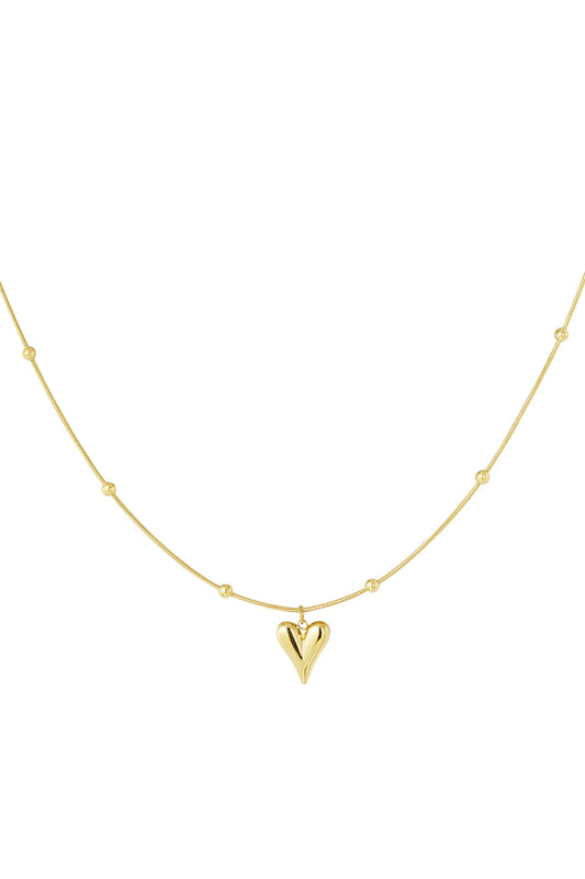 bolletjes ketting met hartje klein
