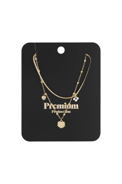 dubbele ketting met hart bedel