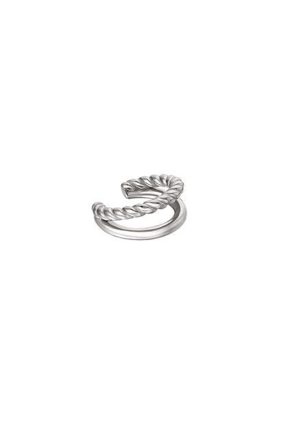 Dubbel earcuff touw & glad Goud kleur Stainless Steel