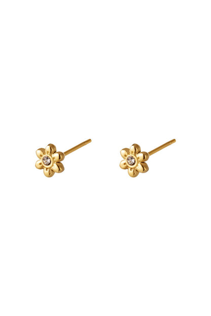 Roestvrijstalen oorsteker bloem Goud kleur Stainless Steel