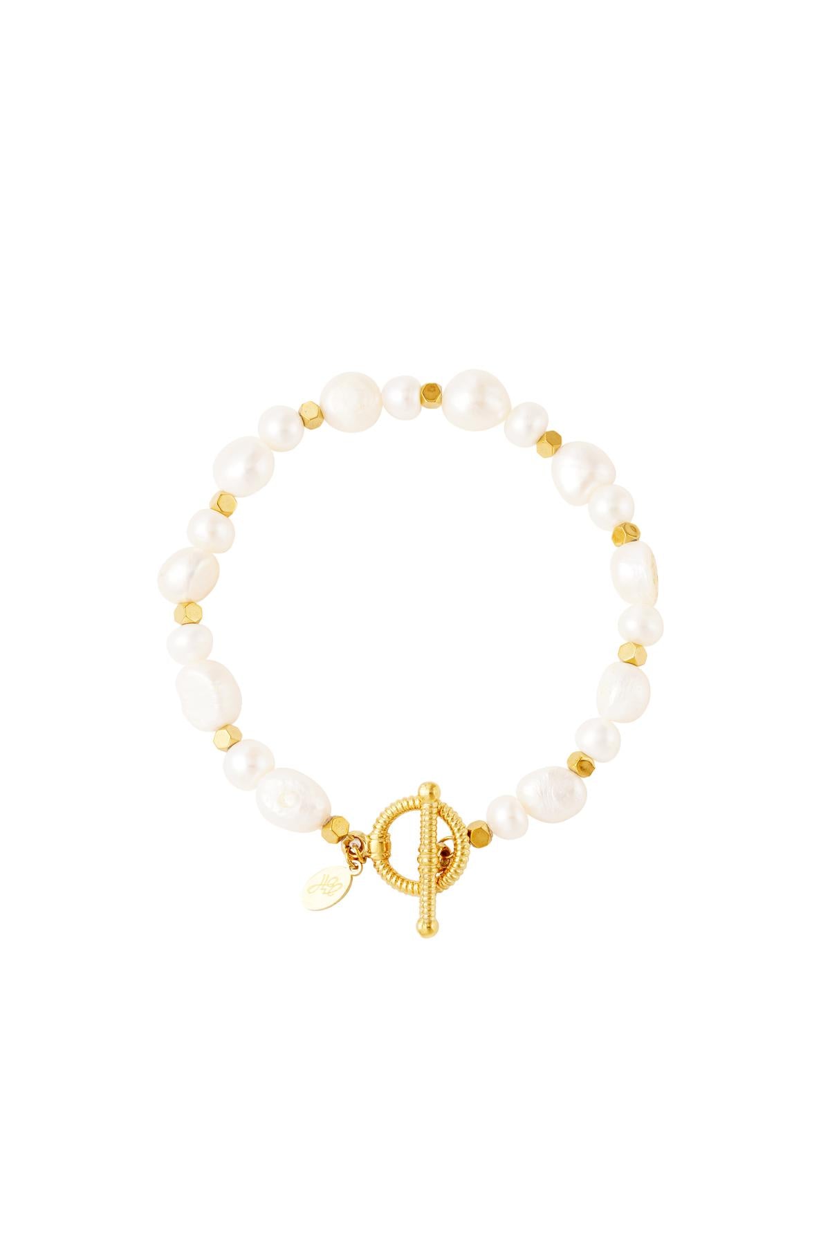 Roestvrij stalen armband parels Goud kleur Stainless Steel
