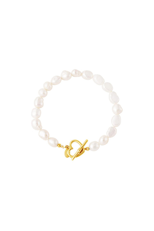 Armband parel hart sluiting Goud kleur Stainless Steel