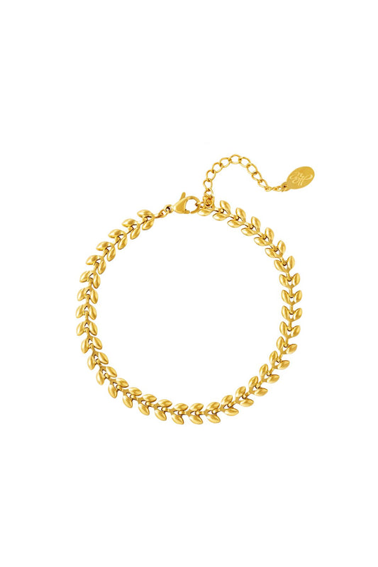 Armband blaadjes Goud kleur Stainless Steel