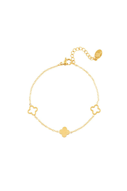 Armband klavertjes Goud kleur Stainless Steel