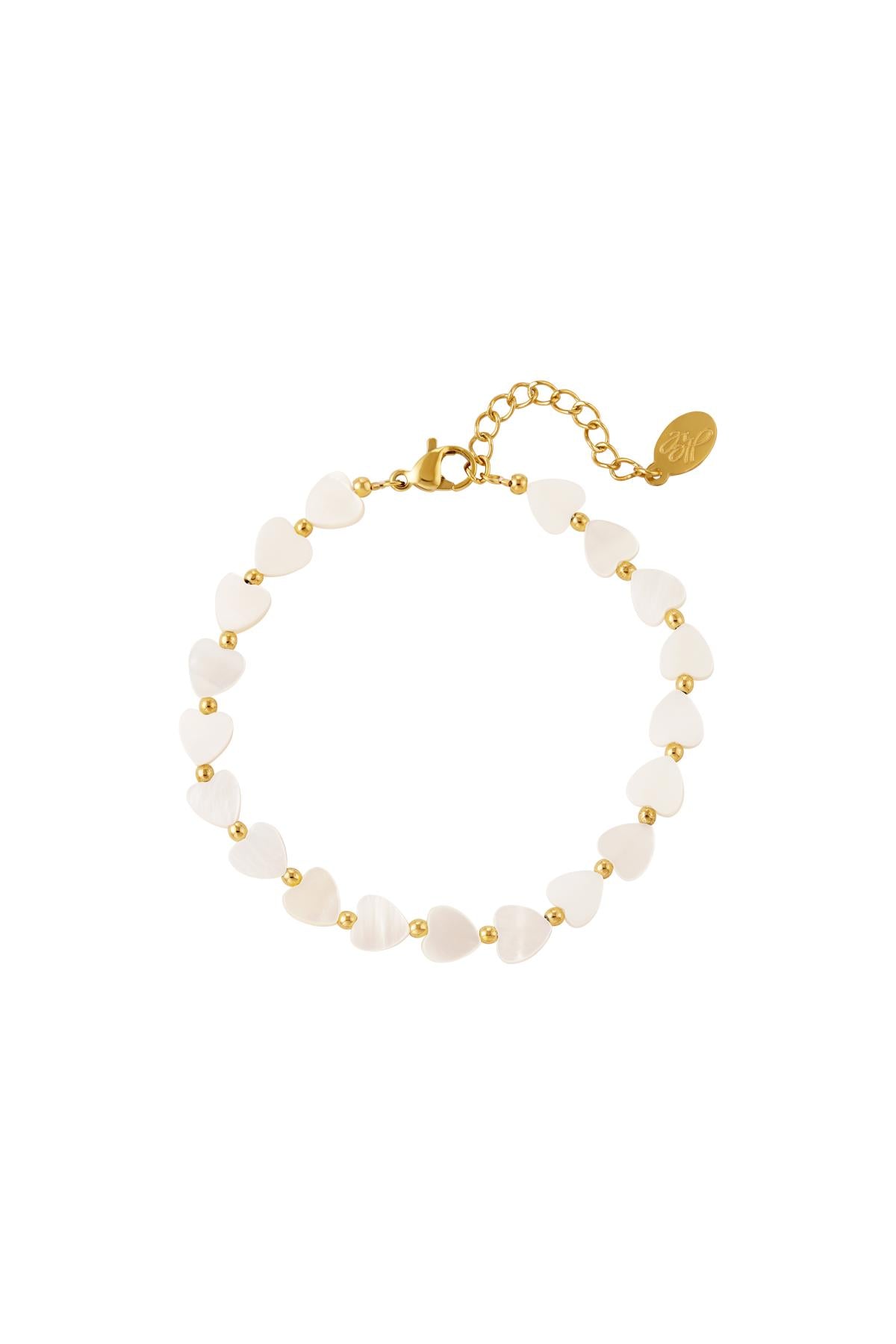 Hart armband - Strandcollectie Wit Goud kleur Schelpjes