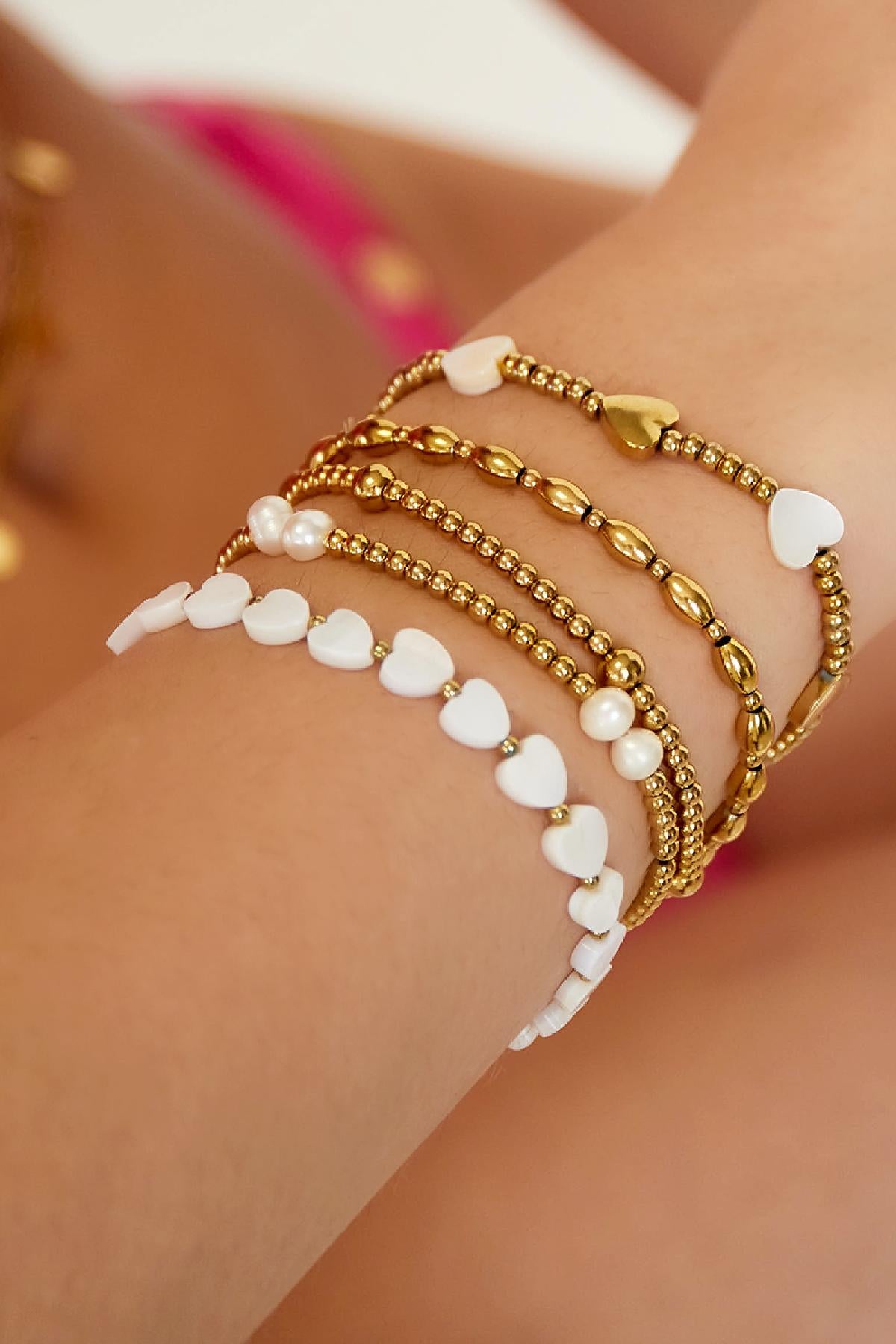 Hart armband - Strandcollectie Wit Goud kleur Schelpjes