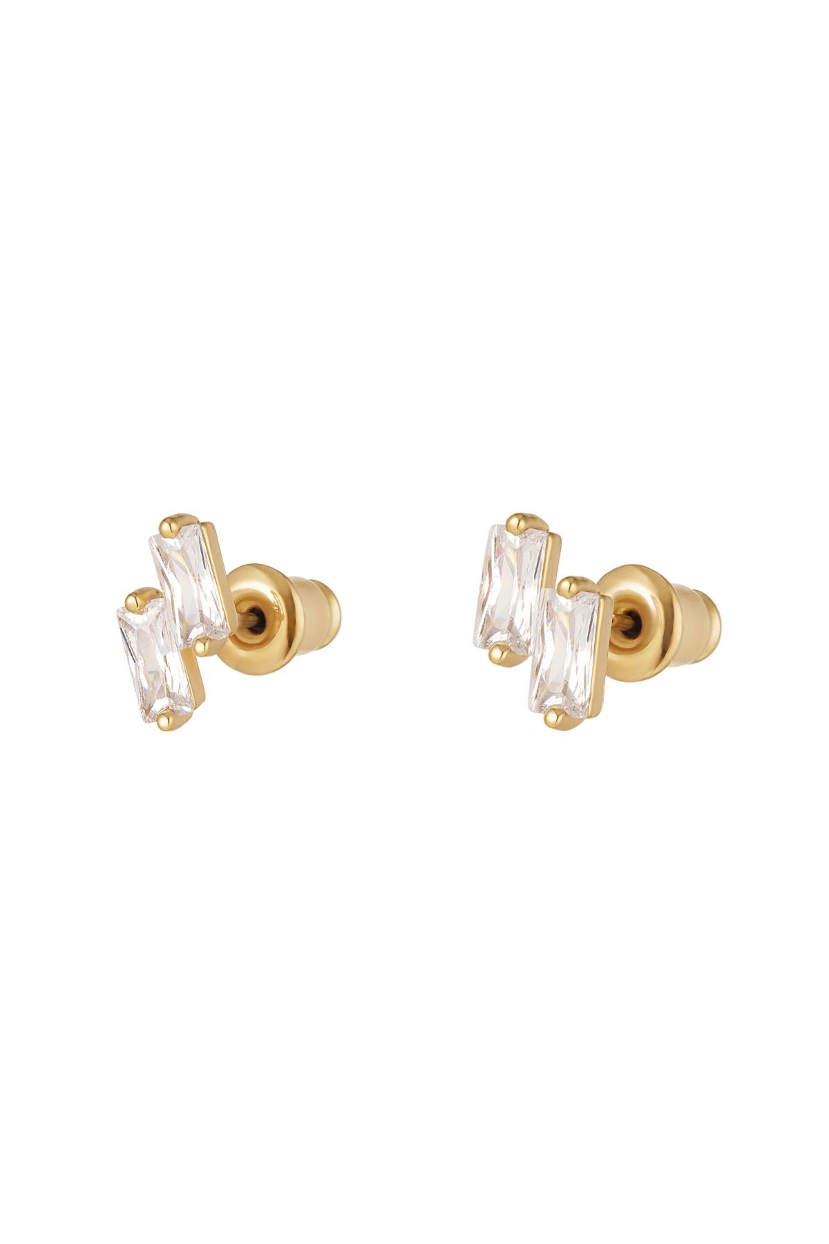 Oorstuds gekleurde steentjes - Sparkle collectie Goud kleur Koper