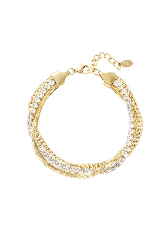 armband dubbele laag steentjes