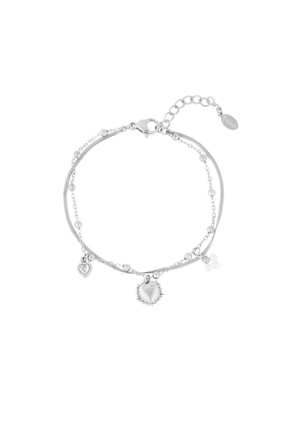 dubbele armband met hart bedel