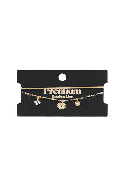 dubbele armband met hart bedel