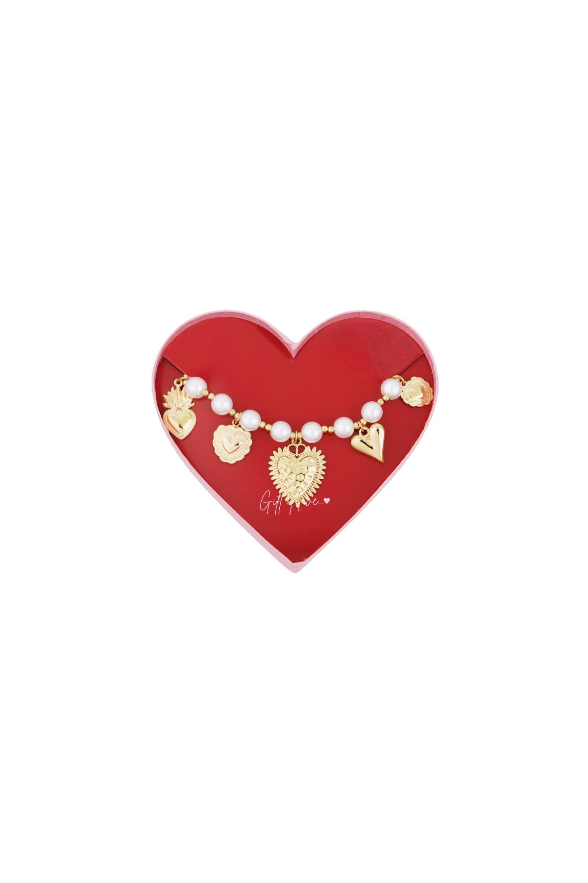 gift of love stainless steel parel hartjes armband