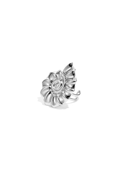 Opvallende ringen van roestvrij staal met schelpmotief, casual, vakantie-/strandstijl, eenvoudige serie damessieraden