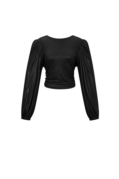 Gebreide Polyestervezel Vrouwen Lange Mouw Top Sexy Solide Kleur