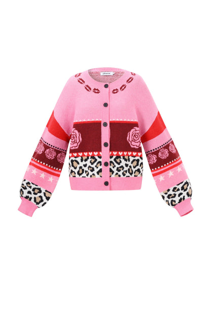 Gebreide Polyestervezel Vrouwen Cardigan Casual Bloemenprint
