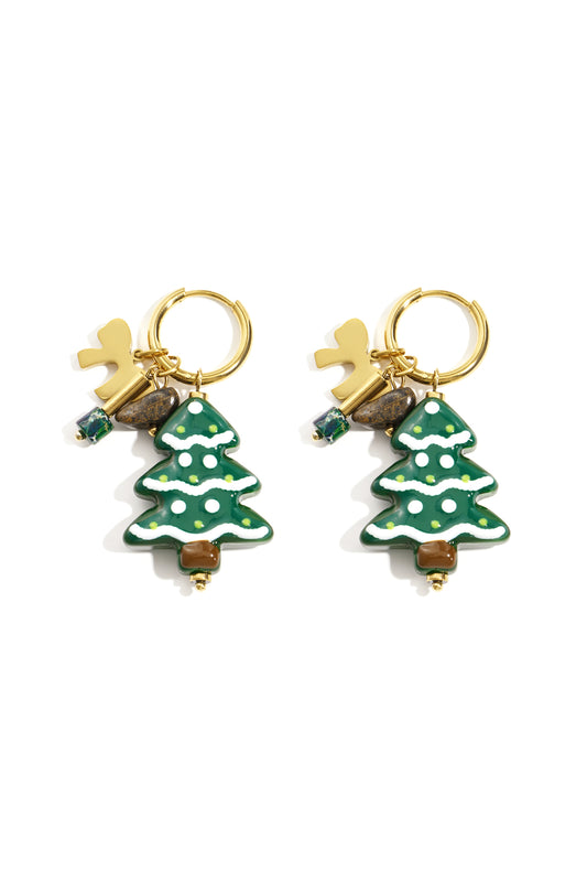 Oorbellen van roestvrij staal met een plant, casual, kerst, eenvoudige serie, damessieraden