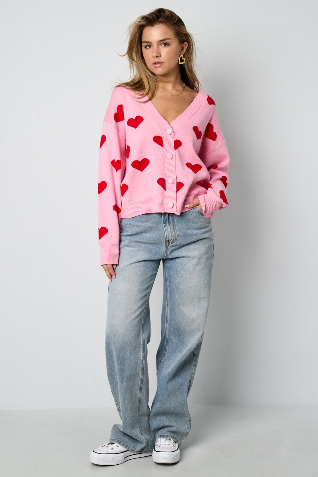 Viscose Gebreide Dames Trui Leuk Hart Patroon Herfst/Winter