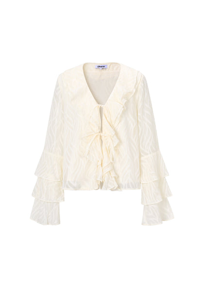 Elegant Botanical Long Sleeve Top for Spring/Summer