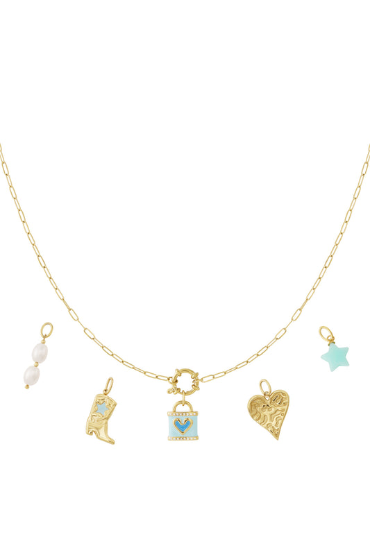 DIY-ketting van een blauw hart