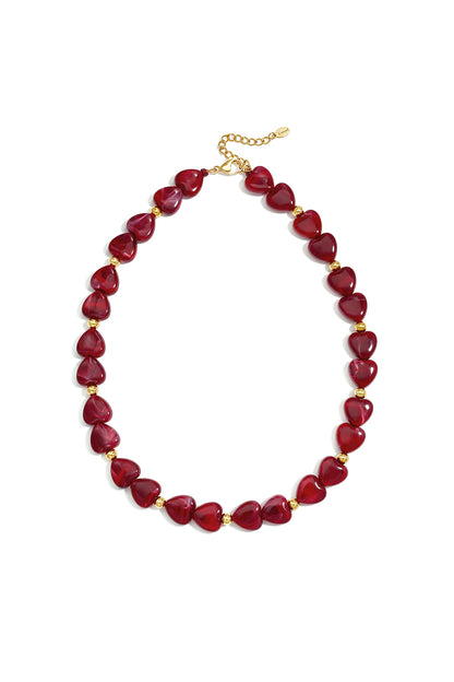 Acryl kralenkettingen met hartje, casual, alledaagse, eenvoudige serie, dames sieraden