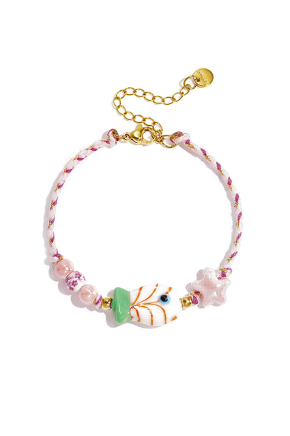 Kralenarmband met touwmotief, vis en ster kralen