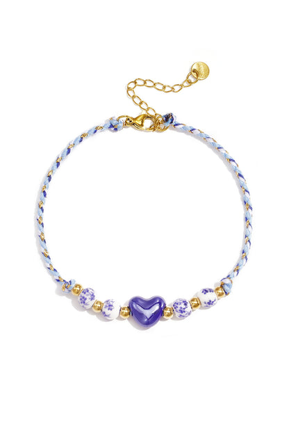 Enkelbandjes van touw met hartje, casual, dagelijks en romantisch design, dames sieraden