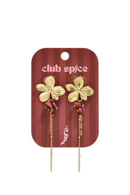Oorbellen met hangertjes van roestvrij staal in de vorm van een bloem, uit de Simple Daily Simple serie voor dames.