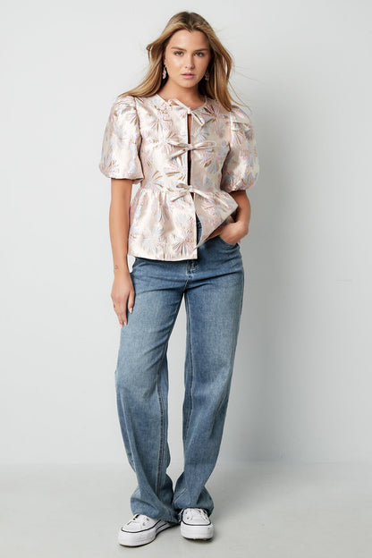 Elegant Floral Short Sleeve Top for Spring/Summer