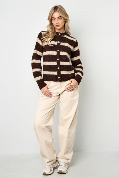 Gebreide Polyestervezel Vrouwen Cardigan Casual Strepen