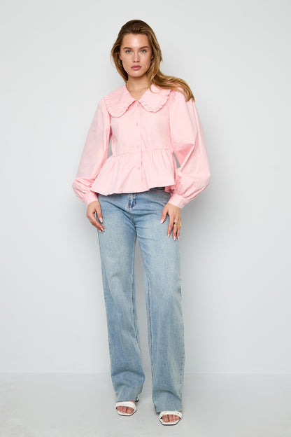 Katoenen blouses en overhemden Effen casual lente/zomerkleding