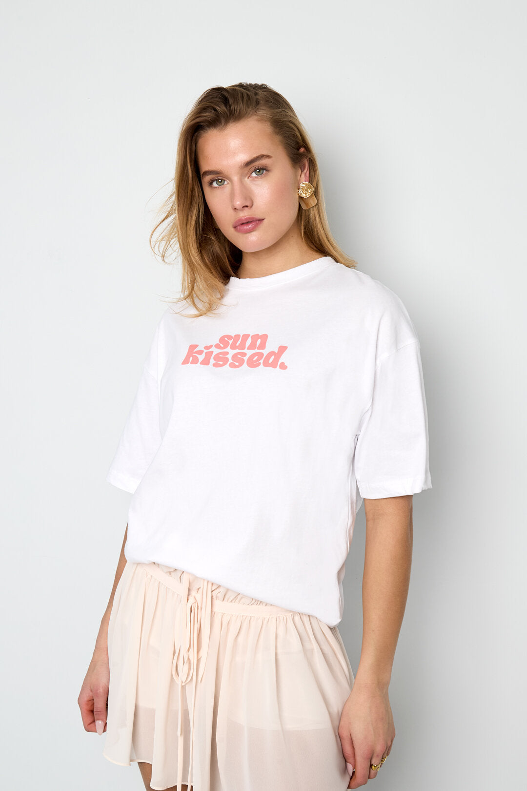 T-shirt met zonovergoten print