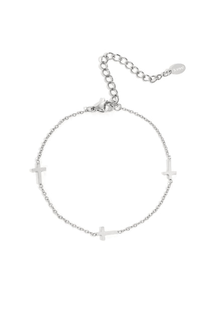 Roestvrijstalen kettingarmbanden met kruis, casual, dagelijks, eenvoudig, serie, damessieraden